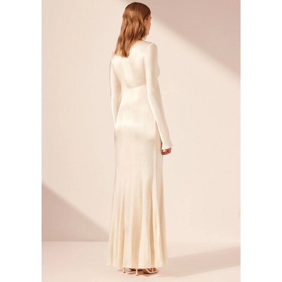 NWT Shona Joy La Lune Plunged Panelled Maxi Dress in Cream - Picture 2 of 13